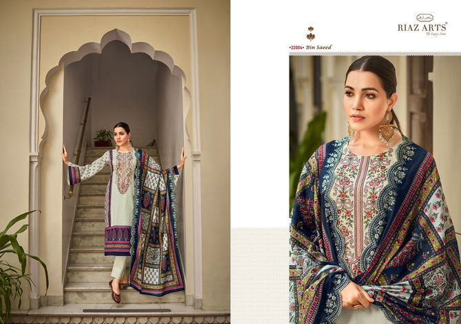 Bin Saeed Vol 2 By Riaz Arts Lawn Digital Printed Dress Material Suppliers In India
